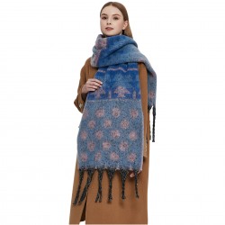 New cross-border export shawl, thickened winter scarf for Europe and America, with loop gauze, thick tassels, jacquard and polka dots, Christmas scarf