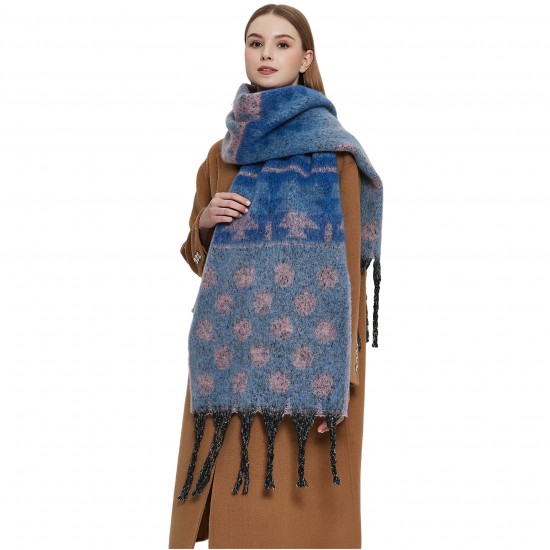 New cross-border export shawl, thickened winter scarf for Europe and America, with loop gauze, thick tassels, jacquard and polka dots, Christmas scarf