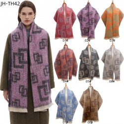 New style of men's and women's striped jacquard scarves for autumn and winter in Europe and America, produced by Tonglu manufacturer