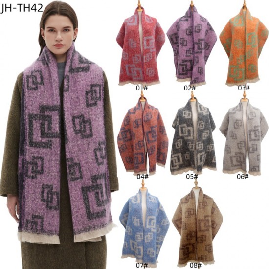 New style of men's and women's striped jacquard scarves for autumn and winter in Europe and America, produced by Tonglu manufacturer New style of men's and women's striped jacquard scarves for autumn and winter in Europe and America, produced by Tonglu manufacturer