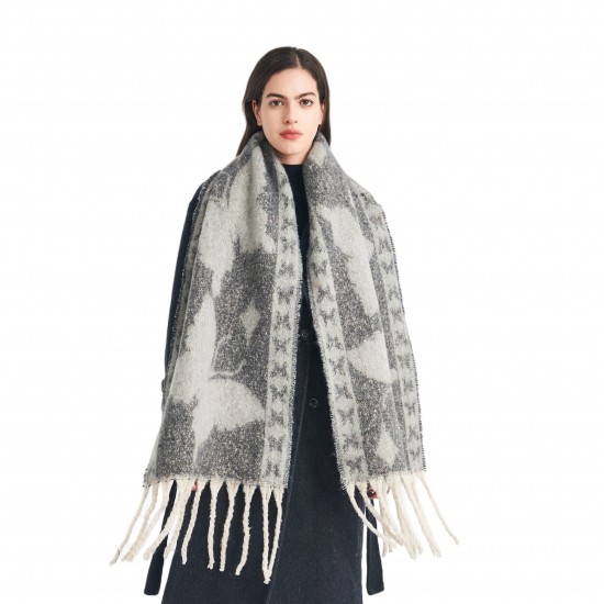 Amazon's best-selling scarf for export to Europe and America in autumn and winter, thickened imitation horsehair loop gauze butterfly jacquard scarf