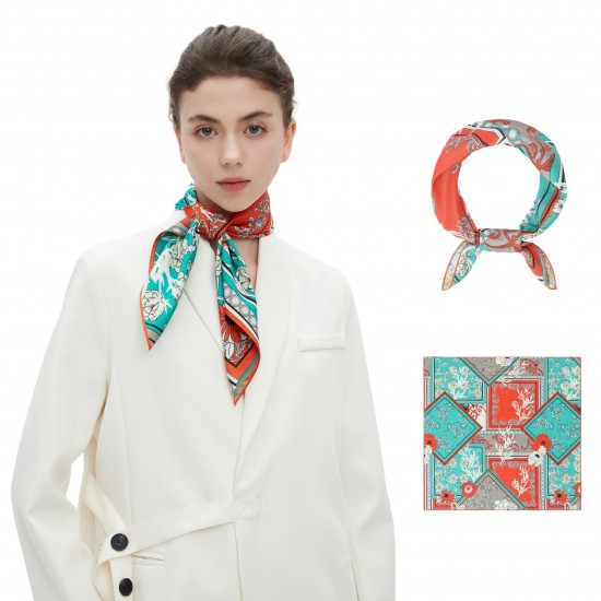 Cross-border high-quality foreign trade spring, summer and autumn headscarves, antibacterial, anti-wrinkle and anti-static double-sided printed silk scarves and square scarves Cross-border high-quality foreign trade spring, summer and autumn headscarves, antibacterial, anti-wrinkle and anti-static double-sided printed silk scarves and square scarves