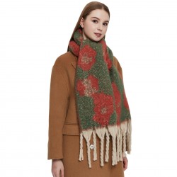 Amazon's hot 2023 new export shawl: European and American winter looped chiffon thick tassel jacquard large leopard print scarf