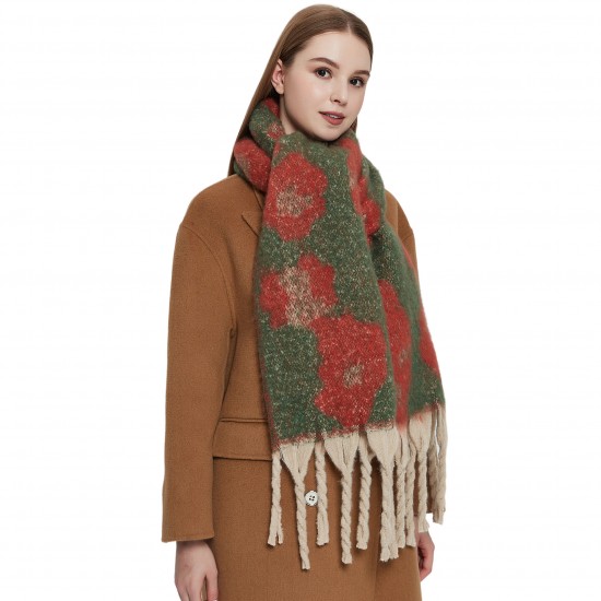 Amazon's hot 2023 new export shawl: European and American winter looped chiffon thick tassel jacquard large leopard print scarf