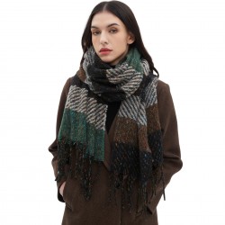 Factory direct supply of 2025 new cross-border export European and American autumn and winter men's and women's scarves, striped tassel scarves and shawls
