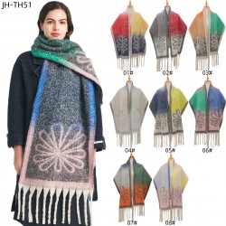 Cross-border Amazon bestseller, new autumn and winter European and American style scarf with loop yarn imitation horsehair jacquard flowers