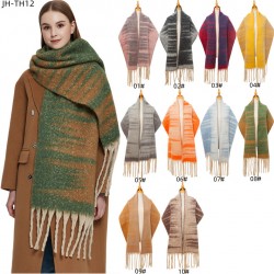 New thick-trimmed shawl for foreign trade, European and American autumn and winter, thickened loop yarn, large jacquard thick tassels scarf of Metasequoia glyptostroboides