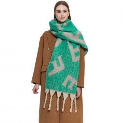 2023 new style shawl for export to Europe and America autumn and winter, thickened scarf ring, thick tassel jacquard letter scarf manufacturer