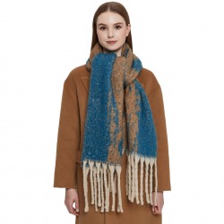 New foreign trade scarf for autumn and winter in Europe and America, thickened looped gauze, jacquard, thick tassels and color-blocked large polka dots