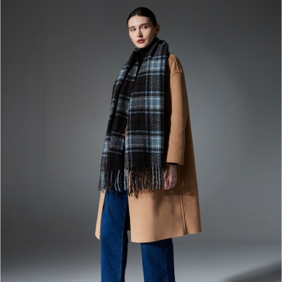 Amazon's hot cross-border quality products, blue checkered scarves and shawls for autumn and winter in Europe and America, from Tonglu manufacturer