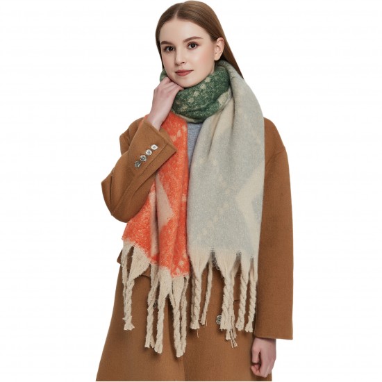 Factory direct supply for export to Europe and America: thickened faux mohair, thick tassel, large jacquard diamond-shaped scarves and shawls for autumn and winter
