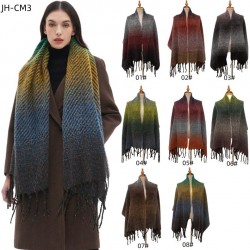Wholesale manufacturer of cross-border new foreign trade European and American autumn and winter women's shawls with floral gradient tassel scarves