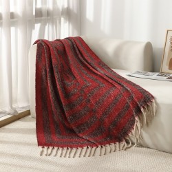 Amazon blanket export new European and American autumn and winter faux mohair thickened striped large shawl jacquard blanket