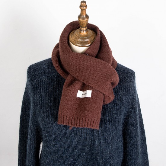 New autumn and winter woolen scarves for foreign trade, Korean-style acrylic labeled knitted solid color scarves for male and female student couples New autumn and winter woolen scarves for foreign trade, Korean-style acrylic labeled knitted solid color scarves for male and female student couples