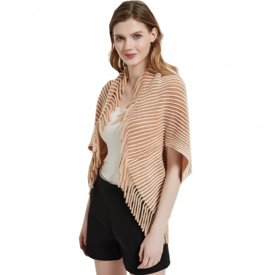Wholesale manufacturer of new spring, autumn and winter striped knitted cardigan tassel shawls for foreign trade in Europe and America