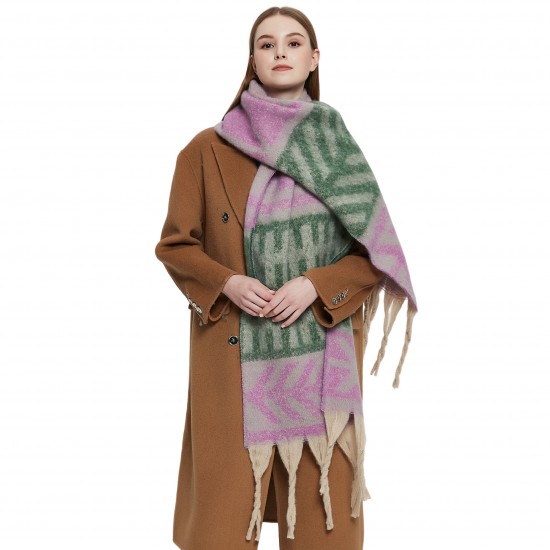 Amazon's hot 2025 new export shawl: Thickened looped tulle and thick tassel leaf scarf for autumn and winter in Europe and America