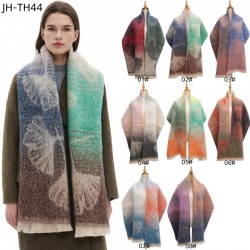 New cross-border autumn and winter export European and American circle yarn short beard jacquard ginkgo leaf scarf shawl manufacturer