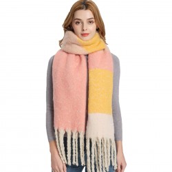 The original manufacturer's cross-border foreign trade autumn and winter new thickened scarves and shawls with loop yarn and thick tassels in color