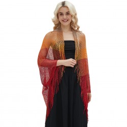 The manufacturer's new summer thin cuff shawl, a travel sun protection mesh knitted hollowed-out gradient tassel shawl