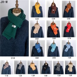 New autumn and winter woolen scarves for foreign trade, Korean-style acrylic labeled knitted solid color scarves for male and female student couples