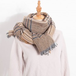 New autumn and winter checkered large scarf for women, thickened and enlarged faux cashmere warm scarf shawl