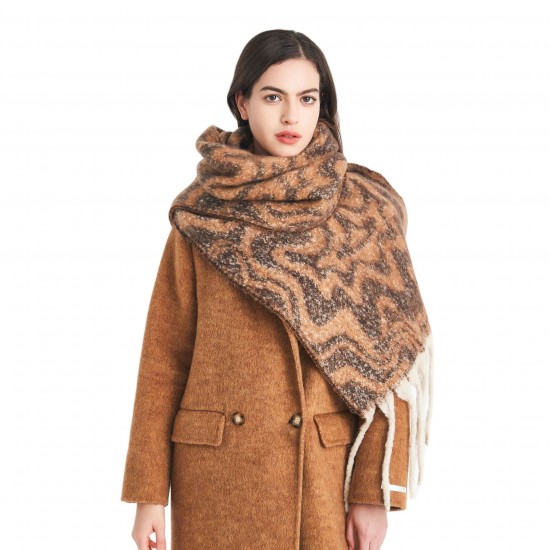Amazon's best-selling cross-border new export European and American autumn and winter loop yarn imitation mohair water ripple jacquard scarf