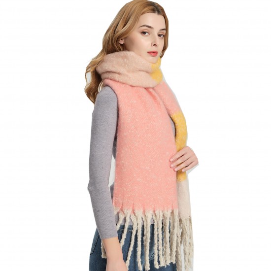 The original manufacturer's cross-border foreign trade autumn and winter new thickened scarves and shawls with loop yarn and thick tassels in color The original manufacturer's cross-border foreign trade autumn and winter new thickened scarves and shawls with loop yarn and thick tassels in color
