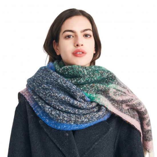 Cross-border Amazon bestseller, new autumn and winter European and American style scarf with loop yarn imitation horsehair jacquard flowers