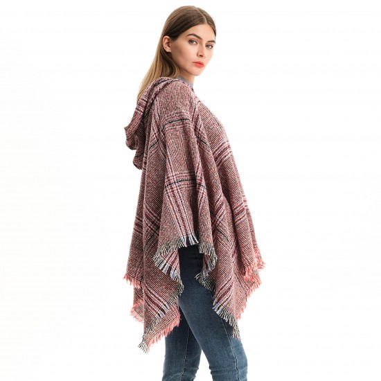 Original manufacturer's in-stock export of new European and American spring, autumn and winter oversized checkered hooded cape shawls Original manufacturer's in-stock export of new European and American spring, autumn and winter oversized checkered hooded cape shawls