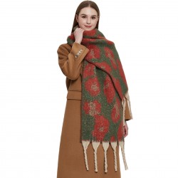 Amazon's hot 2023 new export shawl: European and American winter looped chiffon thick tassel jacquard large leopard print scarf