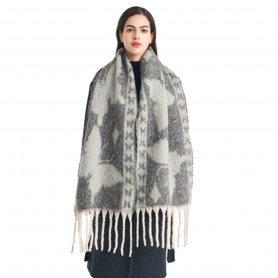 Amazon's best-selling scarf for export to Europe and America in autumn and winter, thickened imitation horsehair loop gauze butterfly jacquard scarf