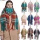 Wholesale manufacturer of new foreign trade women's scarves, thickened and coarse-flow checkered scarves and shawls for autumn and winter in Europe and America