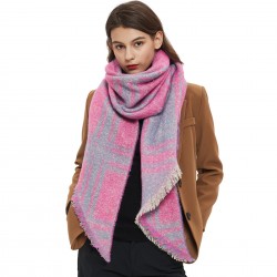 Amazon's hot 2023 foreign trade autumn and winter new style loop yarn jacquard check bevel scarf in stock manufacturer