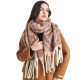 Amazon's best-selling cross-border new export European and American autumn and winter loop yarn imitation mohair large check jacquard scarf Amazon's best-selling cross-border new export European and American autumn and winter loop yarn imitation mohair large check jacquard scarf